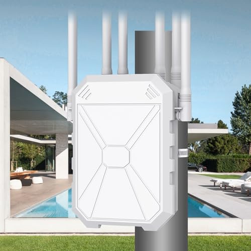 AX1800 Outdoor WLAN Repeater WiFi 6, Gigabit Dualband 2,4 GHz & 5 GHz WLAN Access Point, PoE/DC betrieben, AP/Router/Repeater Modus, IP65 Wasserdichter WLAN Verstärker für Garten Garage Hof Terrasse