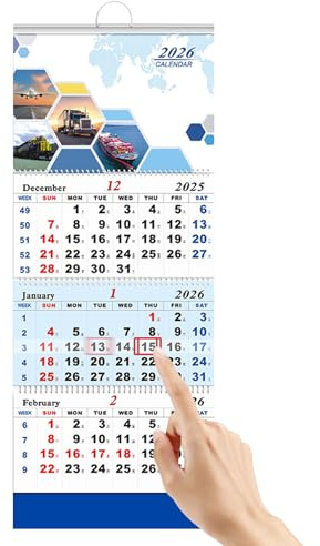 Calendario verticale con striscia – Agenda da parete 2026 con display di 3, organizer da appendere per la casa, ideale per famiglia e ospiti, prodotti per ufficio, per appartamenti