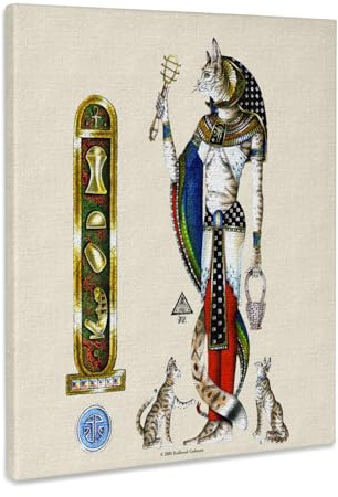 3dRose Bast Egyptian Cat Goddess Pagan Art Museum Grade Canvas Wrap 8x10