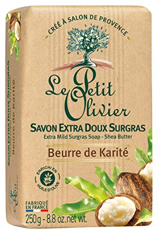 Extra Mild Surgras Soap - Shea Butter by Le Petit Olivier for Men - 8.8 oz Soap