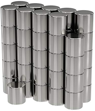 50 x Discos magnéticos de neodimio | Imán / Imanes | Diámetro Ø 1 mm, altura 1 mm | niquelados (NiCuNi) | Fuerza de sujeción (fza. sujec.): aprox. ~ 0.03 kg | 50 uds. Disco magnético