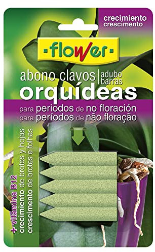 Flower - Abono en Clavos para Orquídeas | Estimula Crecimiento de Brotes y Hojas | Contiene Vitamina B12 | Ideal para Periodos de No Floración, Tamaño: 16x1x10 cm, Material: Abono Clavos