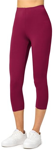 Merry Style Leggins 3/4 Mallas Deportivas para Mujer Fitness Leggings Piratas Leggins Capri de Mujeres Verano Pantalones Piratas Yoga MS10-144 (Borgoña, S)
