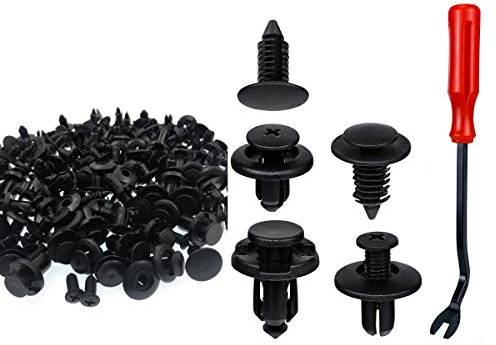 JZK 120 x bilhållare i plast tryckstift bilkarosseriklämmor med fästborttagare för bilar och motorcyklar (7 mm 8 mm 9 mm 10 mm)