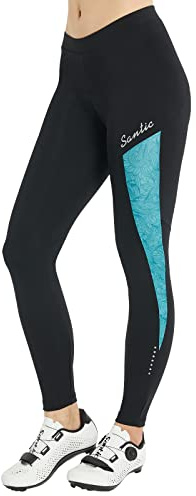 Santic Cykelbyxor dam, vadderade, långa, 7/8, cykelbyxor, cykelsport, leggings, byxor, A- Blå, XXL