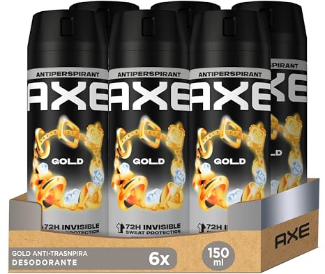 Axe Desodorante para Hombre Antitranspirante Gold 150ml - Pack de 6
