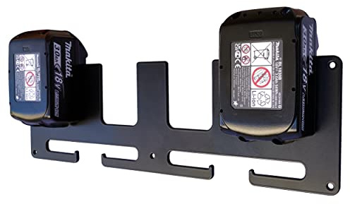 [metallwerk]™ Premium 4er Wandhalterung [Made in Germany] für Makita Akkus aus massivem pulvebeschichtetem Stahl (4 Akkus mit Halterung) mit Befestigungs-Set