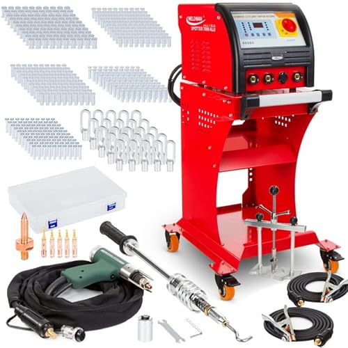 WELDMAN Spotter 7000 ALU - 4200A Ausbeulspotter - Aluminium Spot Welder mit 135 Einstellungsspeicher - Ausbeulwerkzeug Set - Spotter Karosserie Zubehör, Set zum Auswählen:Solo