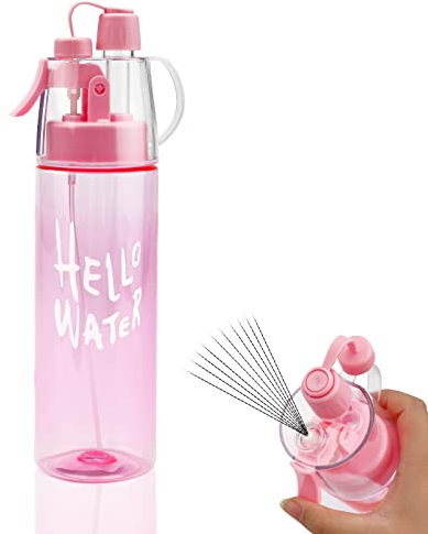 Water Spray Bottle Misting Water Bottle Sport Water Bottle for Outdoor Hydration 580ml Drinking Bottle with Flip Straw,for Cycling Climbing Fitness Hiking Running Mountaineering Humidification Cooling