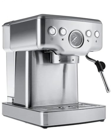 KARACA Coffee Art 1353 - Cafetera espresso (1350 W, presión de 20 bares, depósito de agua de 1,8 L, calentador de tazas, espumas de leche, para espresso, capuchino, latte y más)