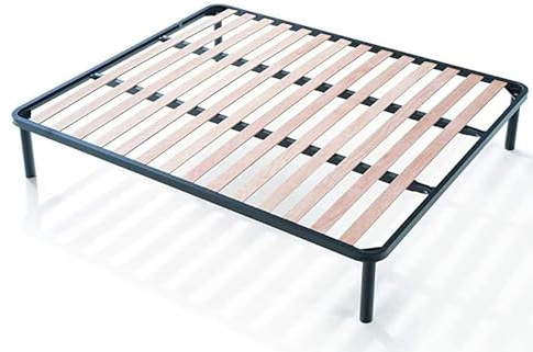 EVERGREENWEB Rete Matrimoniale King size fuori misura 180x210 a Doghe di Legno Ortopedica con 4 Piedi Smontabili, Letto Matrimoniale in Ferro Rinforzata, Base da Incasso per Tutti i Materassi - Apple