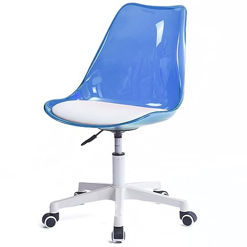 Shally Dogan Sedia da Scrivania con 5 Ruote Girevoli, Schienale trasparente in polipropilene, Poltrona Ergonomica con Seduta Imbottita ad Alta Densità, Ideale per Cameretta, Ufficio, Casa (Blu)