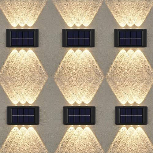 flintronic 6 Pezzi Lampada da Parete Solare, Lampade Solari Regolabili con 6 LED a Lampada Calda, Luci Solari da Esterno, Impermeabile IP65, per Veranda, Percorso, Garage