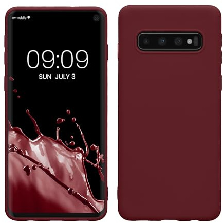 kwmobile Hülle kompatibel mit Samsung Galaxy S10 Hülle - weiches TPU Silikon Case - Cover geeignet für kabelloses Laden - Bordeaux Violett