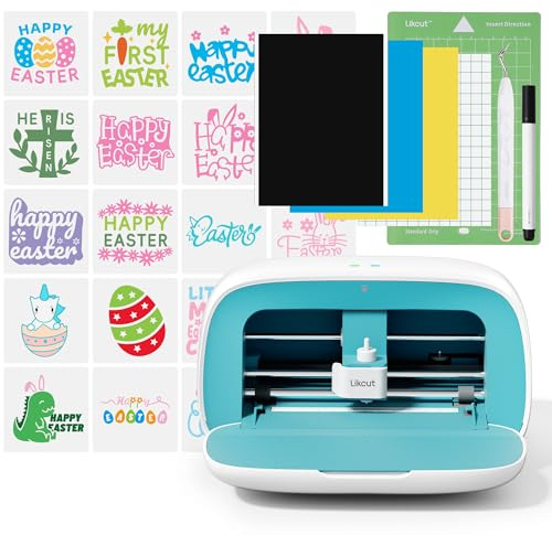 Likcut S501 Schneideplotter, Plotter maschine mit Intelligenter Einbau Speicher, Verfügbar für Vinyl, Iron on und Karten, Plotter mit Einsteiger Set, Blau