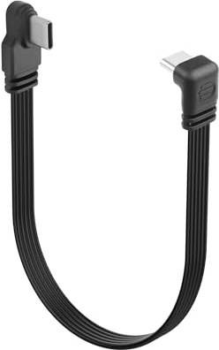 YACSEJAO 90 grader USB C till USB C-kabel, rätvinklig USB C 2,0 platt datakabel, 15 cm/0,5 fot typ C-kontakt till kontakt, kort laddningskabel för telefoner, bärbar dator, billaddare (sida till rätt