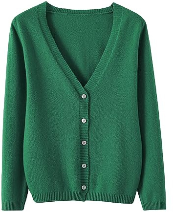 Generico Cardigan Donna Manica Lunga in Maglia Sottile, Maglione Basic con Bottoni e Scollo a V, Coprispalle Elegante Casual per Abiti e Top