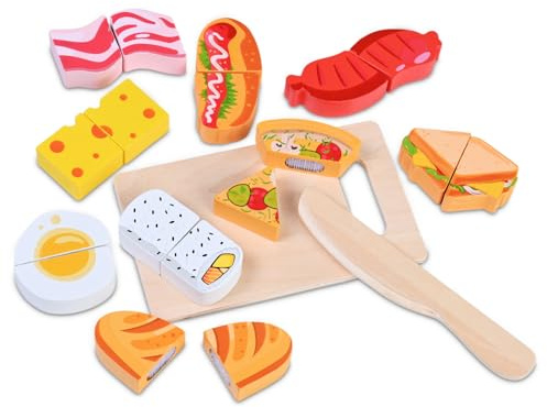 Legume A Decouper Enfant Bois avec Une Planche à DéCouper Et Un Couteau en Bois Accessoires De Cuisine Enfant Bords Lisses Jouet en Imitant des Aliments Jeux De RôLe pour GarçOns Et Filles