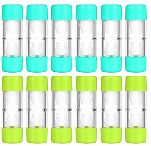 VERDANVERSE 12pcs Leakproof Lens Case for Travel Hard Protective Storage Box for Rigid Gas Permeable and Soft Lenses Compact Cosmetics Storage for Daily Use