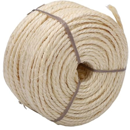 KIMISS Corde en Sisal Naturel pour Griffoir à Chat et Projets de Bricolage, 0,16 Pouces X 164 Pieds, Remplacement Polyvalent pour Arbres à Chat et Jouets (White)