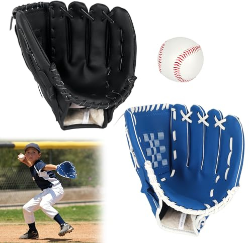 CEIEVER Baseballhandskar 30 cm för vuxna och tonåringar, softbollhandske av PU-läder, fånghandske, baseballhandske, set för nybörjare och barn, lätt och robust