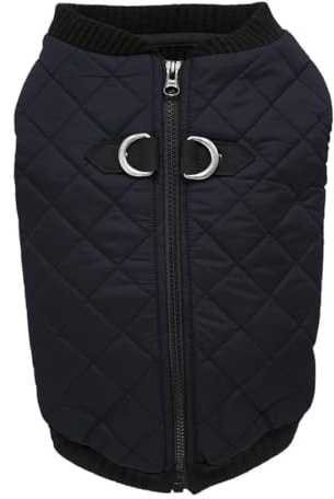 Gooby Fashion Vest Dog Jacket - Black, Medium - Warm Zip Up Bomber Vest with Dual D Ring Leash - Winter Water Resistant Small Dog Sweater