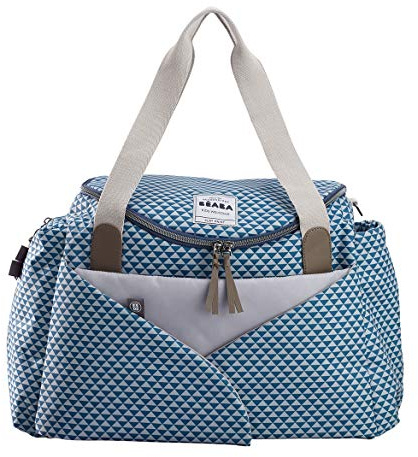 BÉABA - Borsa Fasciatoio Sydney II, Borsone per Pannolini, Materassini per il Cambio dei Neonato, Modulabile, Taschino IsoTermico per Pasti, Sistema di agGancio al Passeggino, Blu