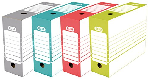 ELBA 400064941 Archivbox tric 10 cm breit 20 Stück für Hängeregistratur ohne Reiter in den Farben: grau, grün, rot, und türkis