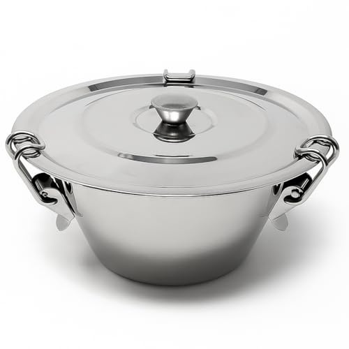 MGE - Wasserbadform - Puddingform mit Deckel - Förmchen für Pudding - Edelstahl - Ø 20 cm