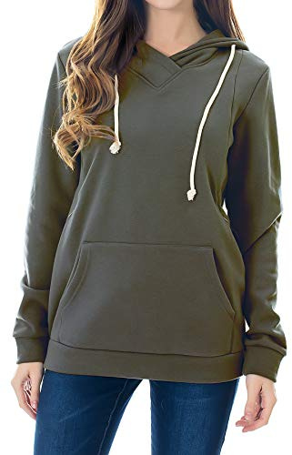 Smallshow Nursing Hoodies Fleece Maternity Sweatshirt for Breastfeeding Army Green M