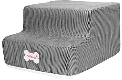 JSxhisxnuid Escalier Pliable pour Chien Chat 2 Marches Echelle Grimpeur pour Animaux de Compagnie Rampe en Maille (Gris)