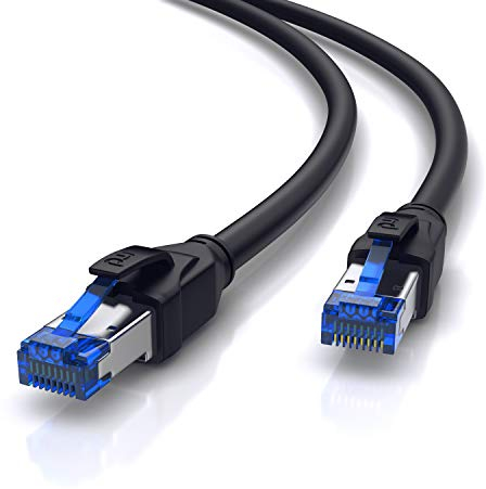 CSL - 10m Netzwerkkabel CAT 8 - LAN Kabel Patchkabel - CAT8.1 High Speed Gigabit Ethernet Cable - 40 Gbits - S/FTP PIMF - RJ45 Stecker - Cat6 Cat7 Cat8 komp - 10 Meter - schwarz