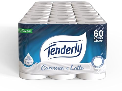 Tenderly Lot de 60 rouleaux de papier toilette caresse de lait