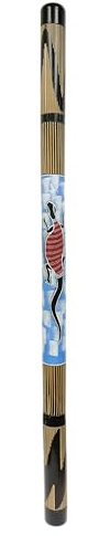 Bamboo Didgeridoo Blue Black Hand Painted Hand Carved Musical Instrument Aboriginal Australian Handmade 120cm