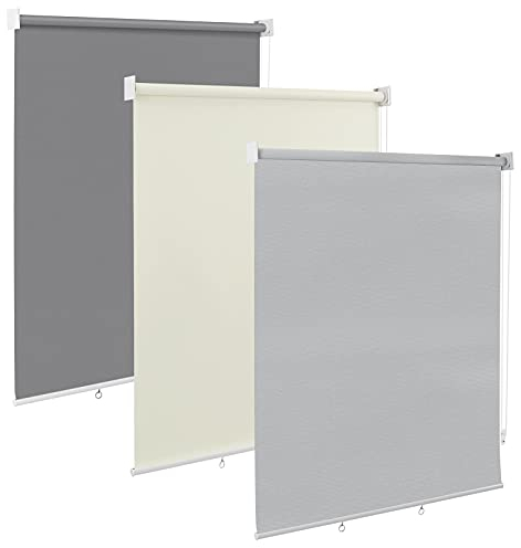 WOLTU Store Enroulable d'Extérieur avec Chaîne, Brise-Vue Vertical Résistant aux Intempéries avec Protection UV et Isolation Thermique, pour Balcon, Terrasse ou Fenêtre, Gris 140x240 cm