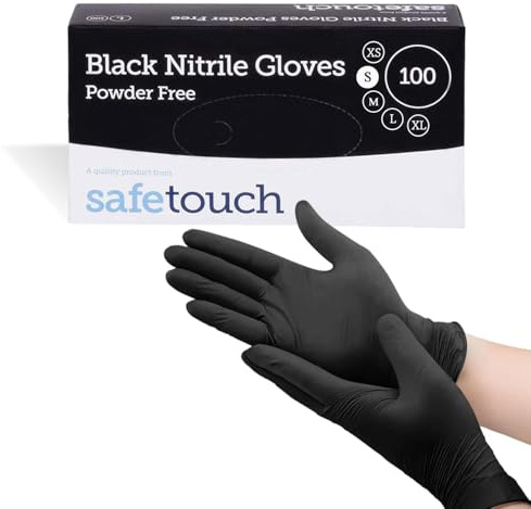 1ABOVE Pack of 100 Nitrile Examination Gloves - Multipurpose, Powder Free and Latex Free Disposable Gloves, for Food, Safety, Medical, Barber Shop, Garage etc (BLACK, SMALL)