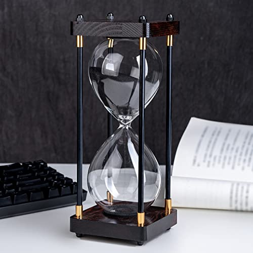 Large Sand Timer, Hourglass Timer 30 Minutes, Vintage Wooden Hour Glass Timer, Modern Home Kitchen Office Decoration (Black)