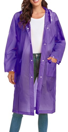JMinger Rain Jackets For Women Waterproof Eva Raincoat Packable Rain Poncho For Adults Purple Large