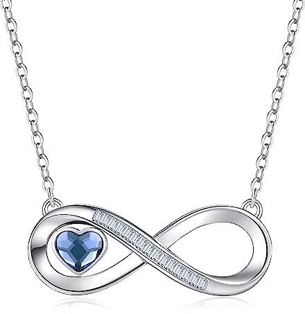 LOUISA SECRET Kette Damen Infinity Herz Halskette 925 Sterling Silberr or Messing mit Rose Gold, Kristall Ketten Anhänger mit Zirkonia, Geburtstag Valentinstag Weihnachten Muttertag Schmuck Geschenke
