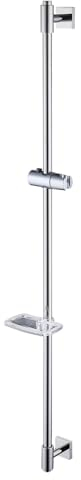 HomeHeng Brausestange 120cm mit Seifenschale, Edelstahl SUS304 Duschstange mit Duschkopfhalterung Handbrause Stange Duschkopfhalter Höhenverstellbar Chromt,H811-120HC
