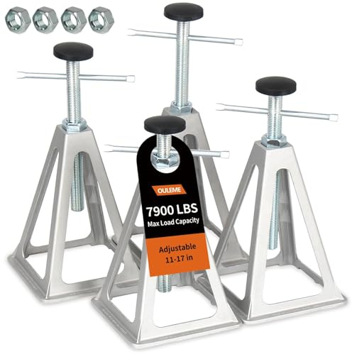 OULEME 4 Stück Alu Stützbock, höhenverstellbar Wohnwagen-Unterstellbock, Autoheber Ständer, für Caravan Wohnmobil Auto Anhänger, bis 3600 kg