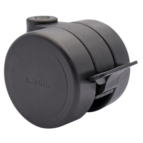 WAGNER 01011501 - Rueda doble para muebles, diámetro de 60 mm, altura de 62 mm, color negro, con bloqueo, capacidad de carga de 50 kg, fabricado en Alemania