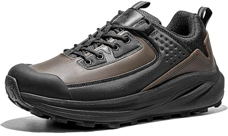 NORTIV 8 Men's Waterproof Hiking Shoes Low Top Lightweight Outdoor Trekking Camping Trail Hiking Shoes,Size 8,Dark Brown,SNHS242M