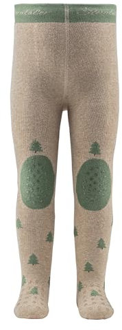 Sterntaler Baby Krabbelstrumpfhose mit Motiv Weihnachten Unisex - Anti-Rutsch-Noppen - Krabbelhose Baby mit Po-Motiv - beige, 80