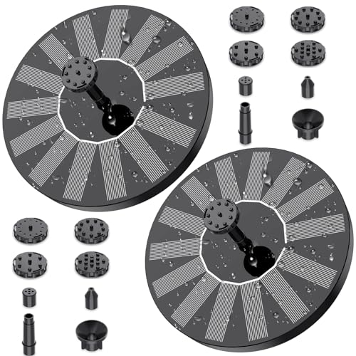 AISITIN 2PCS Solar Springbrunnen für Außen Upgrade, DIY Solar Teichpumpe Fontäne mit 6 Sprüh Effekten, Solarbrunnen für Draussen Solar Schwimmender Fontäne Pumpe für Garten,Vogel-Bad,Wasserspiel,Teich