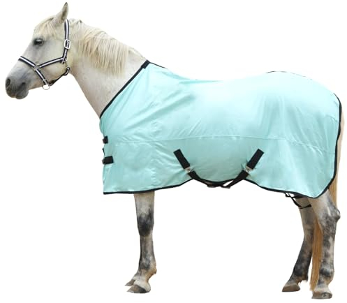 Gallopoff Horse Fly Sheet, Standard Neck Comfy Mesh Fly Sheet for Horses, Equine Summer Sheets UV-Protective Green 78
