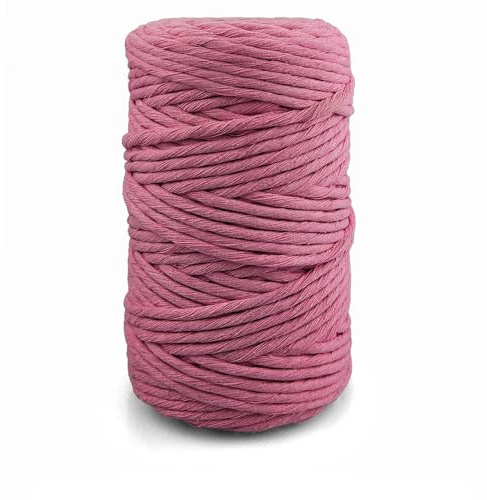 Netuno Cuerda algodón macramé Color Rosa Pastel 5 mm 100 m Hilo Artesanal Suave Resistente Trenzado decoración manualidad Bricolaje hogar Arte DIY