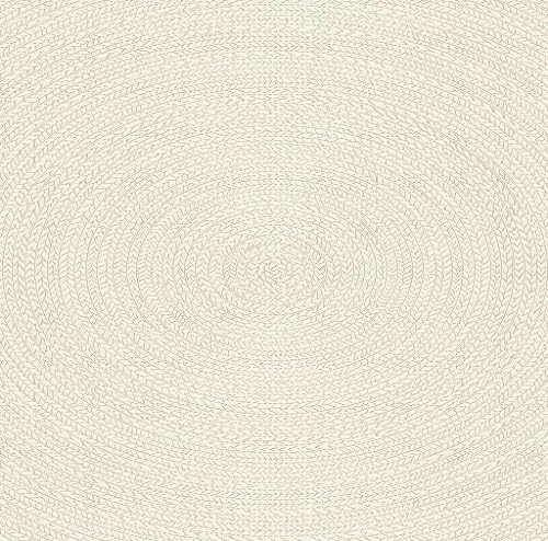 Teppich-Traum Teppich Outdoorteppich klein runder Balkon Terrasse Wintergarten wetterfest Indoor Jute Look Linienmuster in Kreisform Creme, 80 cm Rund