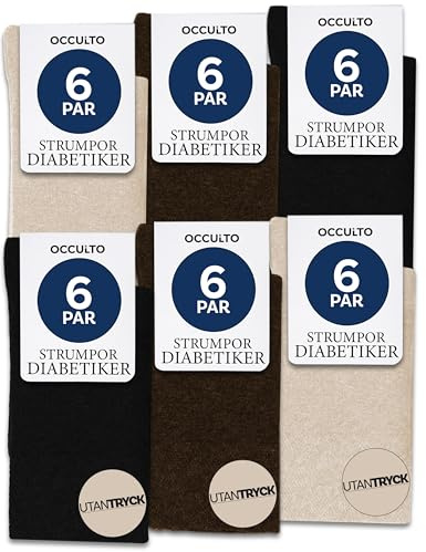 Occulto Diabetesstrumpor Män & Kvinnor 6 pack (modell: Oliver) Brun Mix 43-46