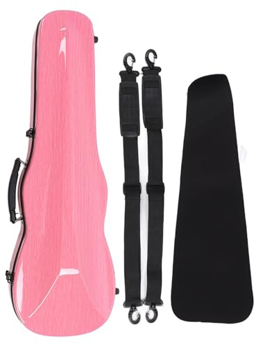 Fiolfodral i Kolfiber, 4/4 Lätt Roseate Box med 2 Remmar, Mjuk Sammetsinredning, för 4/4 3/4 1/2 1/8 Violiner